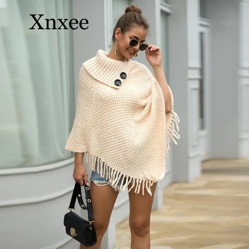 2020 New Tops Korean Style Women Winter Furry Soft Loose Casual Tassel Cape Overcoat Knitted Sweater Harajuku Female 2020 New Tops Korean Style Women Winter Furry Soft Loose Casual Tassel Cape Overcoat Knitted Sweater Harajuku Female