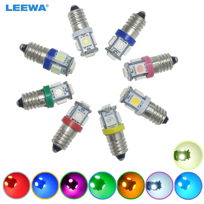 LEEWA 200 шт. автомобиль 6 V/12 V/24 V 8-Цвет Авто E10 5050SMD 5-светодиодный высокое Мощность приборной панели светодиодный свет лампы автомобиля света# CA6145