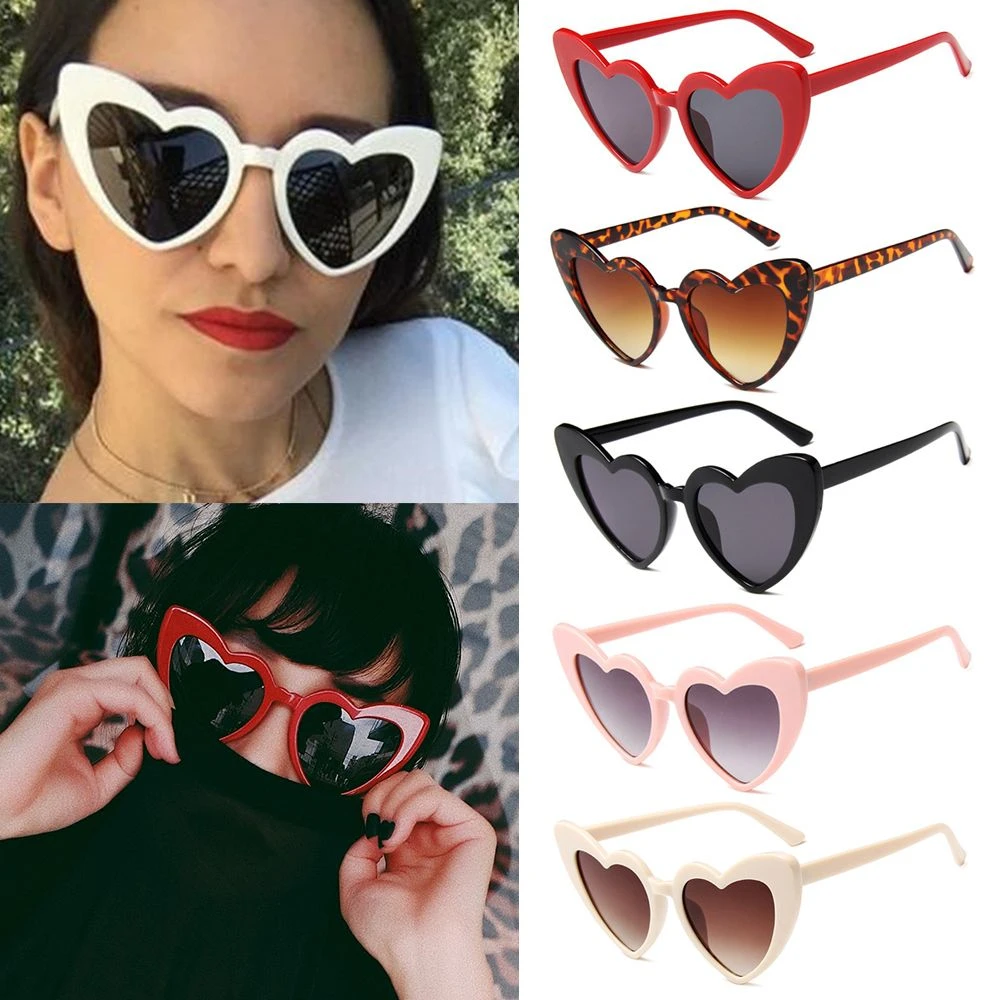 1Pc Retro Love Heart Shaped Sunglasses for Women Fashion Love Heart Sunglasses UV400 Protection Eyewear Goggle blue lens glasses