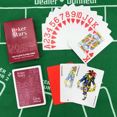 2Red New Hot 2 Sets/Lot Texas Holdem Plastic playing card game poker cards Waterproof and dull polish poker star Board games qenueson - Цвет: 2Red