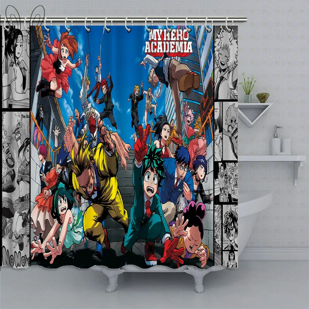My Hero Academia Shower Curtain Anime One For All Curtains Bathroom Waterproof Polyester Fabric Curtain Shower Home Decor