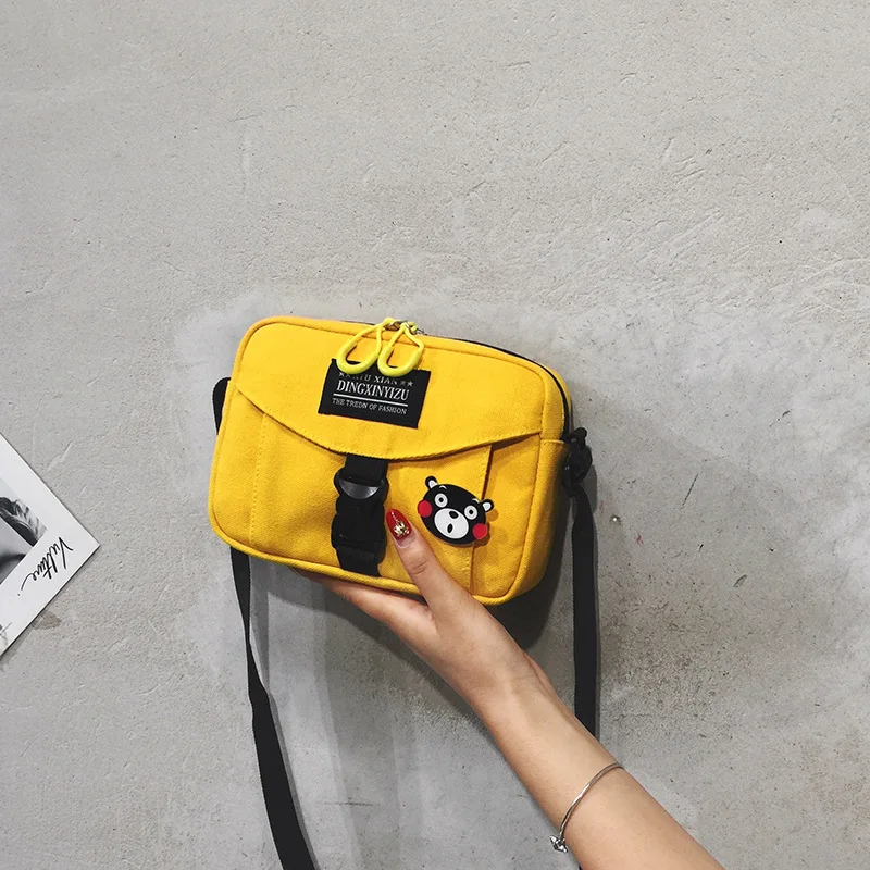 

INS New Arrival Canvas Casual Canvas Messenger Bag Women's 2020 New Style Korean-style chao wang Red Shoulder Square Sling Bag