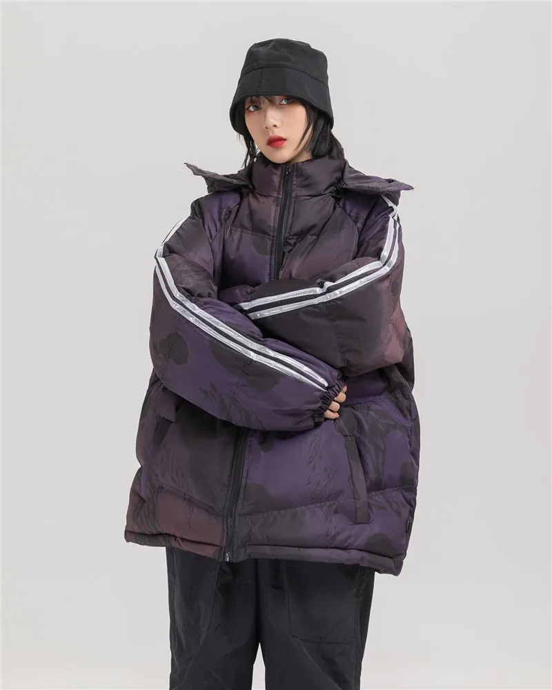 Dark Icon Printed Reflection Men's Parkas with Hoodie Cotton Padded Coats Men Outerwear Thick Men Coats Streetwear