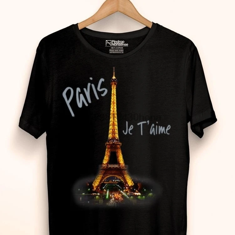 Парижа Эйфелевой башни Je Tɺime с надписью I Love Paris французская рубашка | Мужская