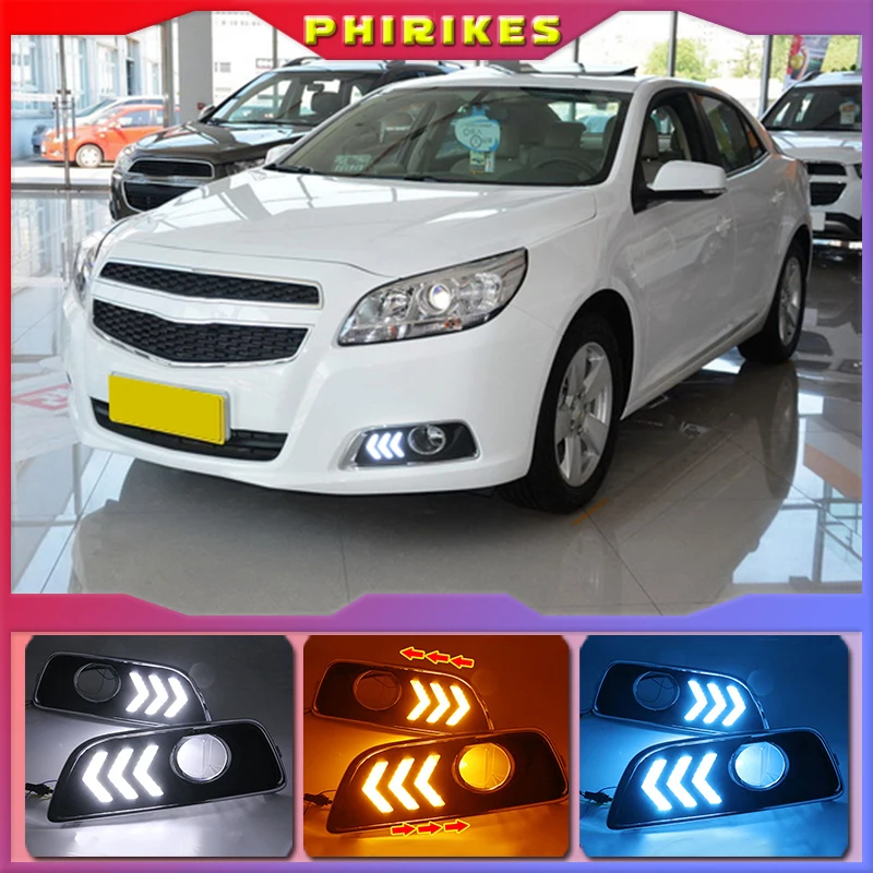 

2Pcs LED DRL Daytime Running Light For Chevrolet Malibu 2011 2012 2013 2014 2015 Car Styling with Fog Lamp hole Turning light