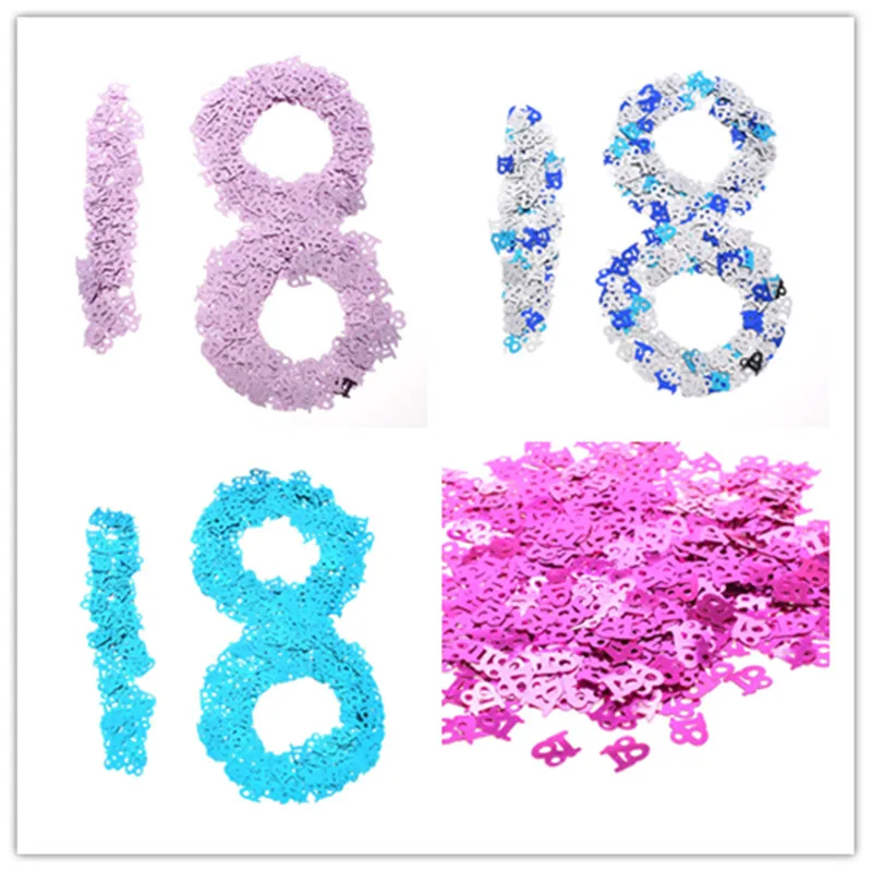 

18th Year Old Happy Birthday Party Decorations Table Scatters Foil Number Digital 18 Colorful Sprinkle Confetti party confetti