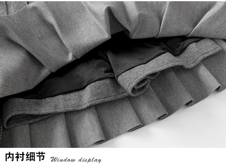 Autumn Winter Mini School Pleated Skirts Woolen High Waisted 2-Layer Warm Women Skirt Korean Chic Elastic Waist Gray Clothes