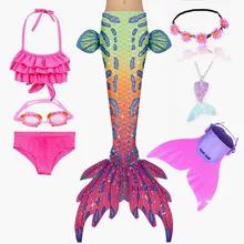 

Kid Swimmable Mermaid Tail for Swimming Set Fancy Children Mermaid Tail Swimsuit Can Add Monofin Fin Costume Cosplay 3-12Y