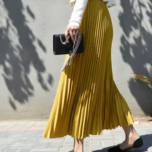 Новые женские плиссированные юбки Повседневная Макси-юбка из шифона осень зима плиссированные многоцветные модные широкий с высокой талией Женская длинная юбка
