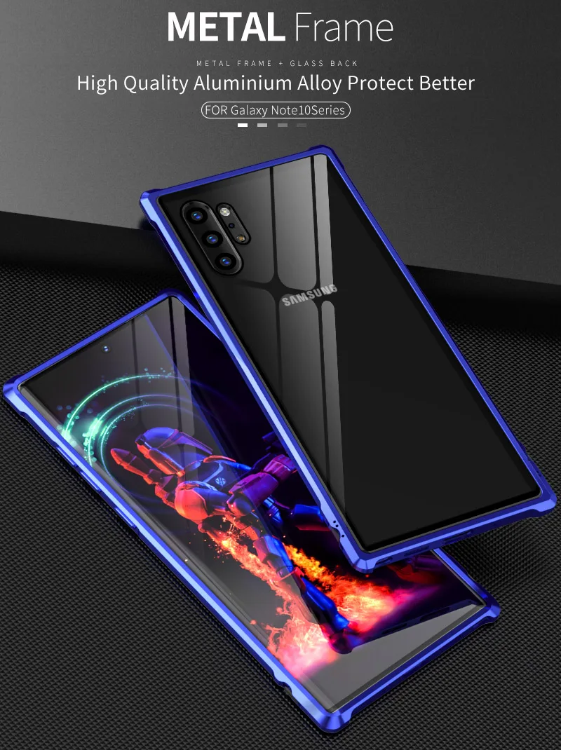 Алюминиевый металлический бампер для Samsung Note10 + задняя крышка из закаленного