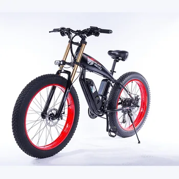 

S10-Aluminum alloy Fat Tire Electric Bike 26x4.0 Snow Mountain Bike 26 Beach auxiliary bicycle 27 speed 48V 12AH 350W Snowbike