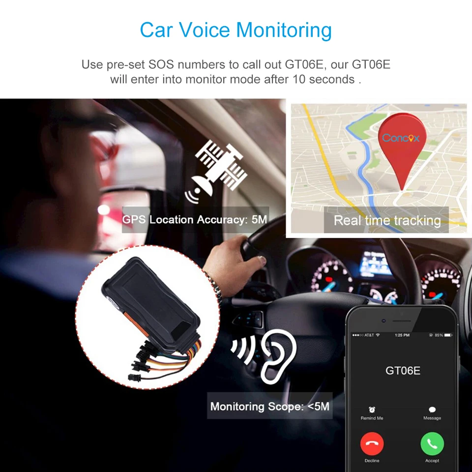 Автомобиль часы с системой слежения gps 3g gps GT06E в реальном времени Трекеры автомобиля Голос монитор SOS низкая Батарея движения сигнализации безопасности вождения