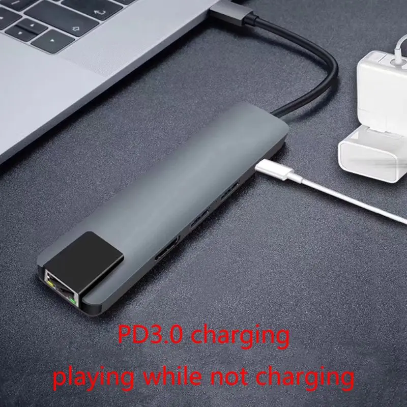 5 в 1 концентратор USB Type C HDMI 4K USB C концентратор для Gigabit Ethernet Rj45 Lan адаптер для MacBook Pro USB-C зарядное устройство конвертер D08A