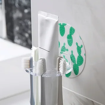 

New Plastic Toothbrush Holder Toothpaste Storage Rack Shaver Wall-mounted ToothBrush Organizer Hanging Set Bathroom Accessories