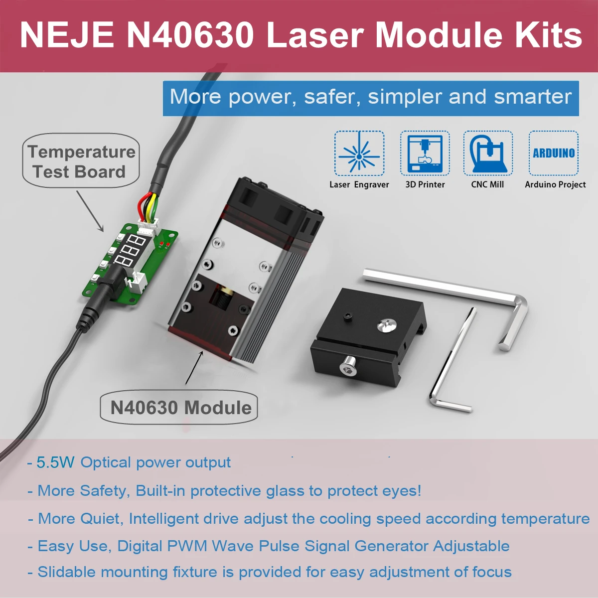 wood router table NEJE N40630 450nm Laser Module Kits 30W Blue Laser Head for Laser Engraver Wood Cutting Tool TTL/PWM Laser Module Smarter Tools wood work bench