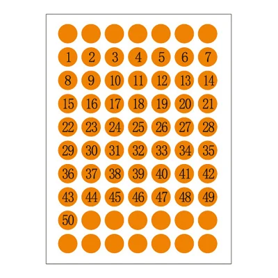 Orange 12 шт./лот наклейка с цифрами 1-50 последовательный маленький 1 см Круглый Круг номер этикетка последовательный для вечерние подарок - Цвет: Orange