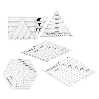 

5Pcs Quilting Ruler Lot Sewing Patchwork Templates Tailor Cutting Cloth Tool