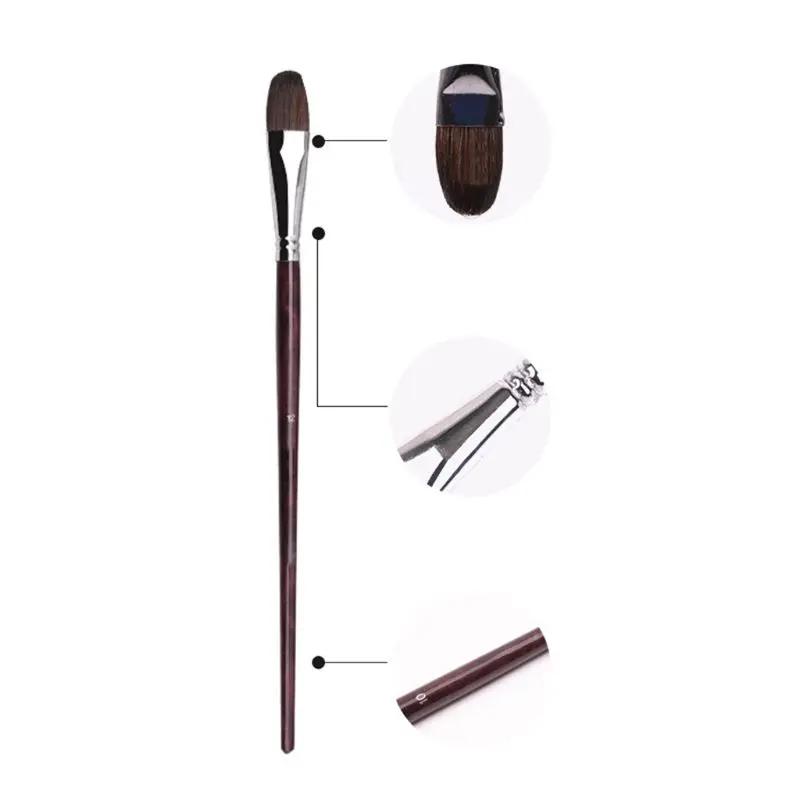 Фиолетовые, фиолетовые, с принтом, круглые ручки, наборы кистей для рисования волчьей шерсти, лучшая кисть для рисования на холсте, акриловая краска, масляная краска, Top Art