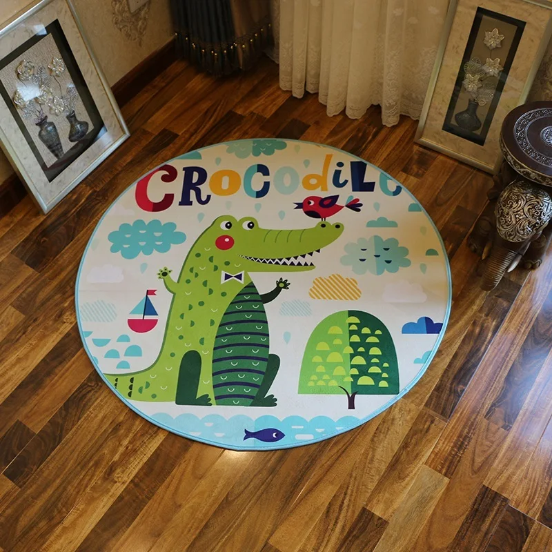 

Crocodile Printed Floor Carpet For Living Room Round Kawaii Bedroom Rug Circular Mat For Bathroom Children's Room Carpet Tapetes