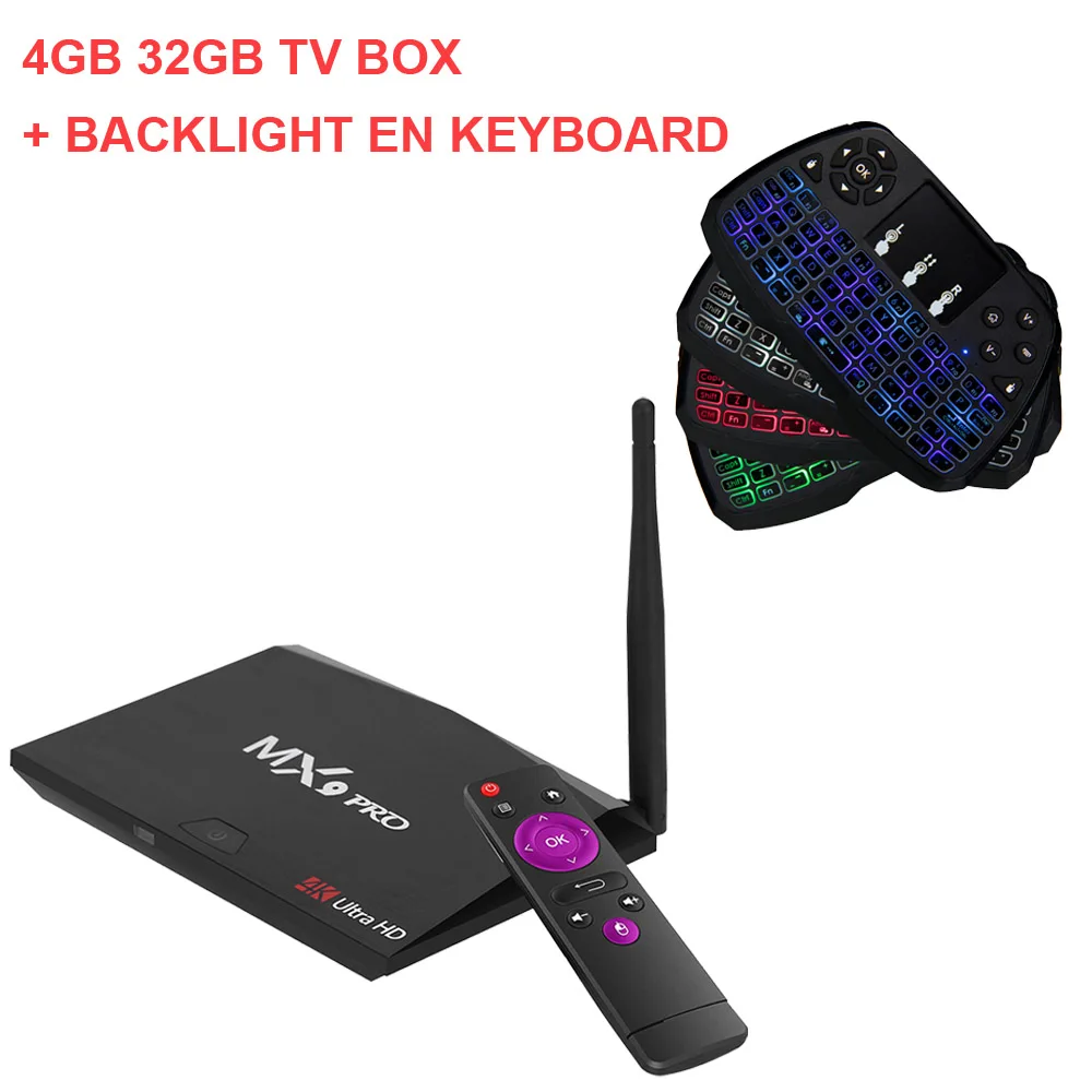 4GBacklit ENkeyboard MX9 Pro tv box android 8,1 4 Гб ОЗУ 32 Гб ПЗУ RK3328 четырехъядерный 2,4G/5G WiFi Bluetooth 4,1 смарт-приставка HDR10 4K медиаплеер - Цвет: 4GBacklit ENkeyboard
