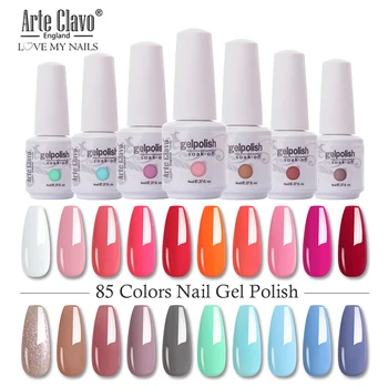 

Arte Clavo 8ml Nail Polish Nail Gel Soak off LED UV Hybrid Gel Lacquer Nail Primer Gel Varnish Red Pink Glitter Nail Makeup