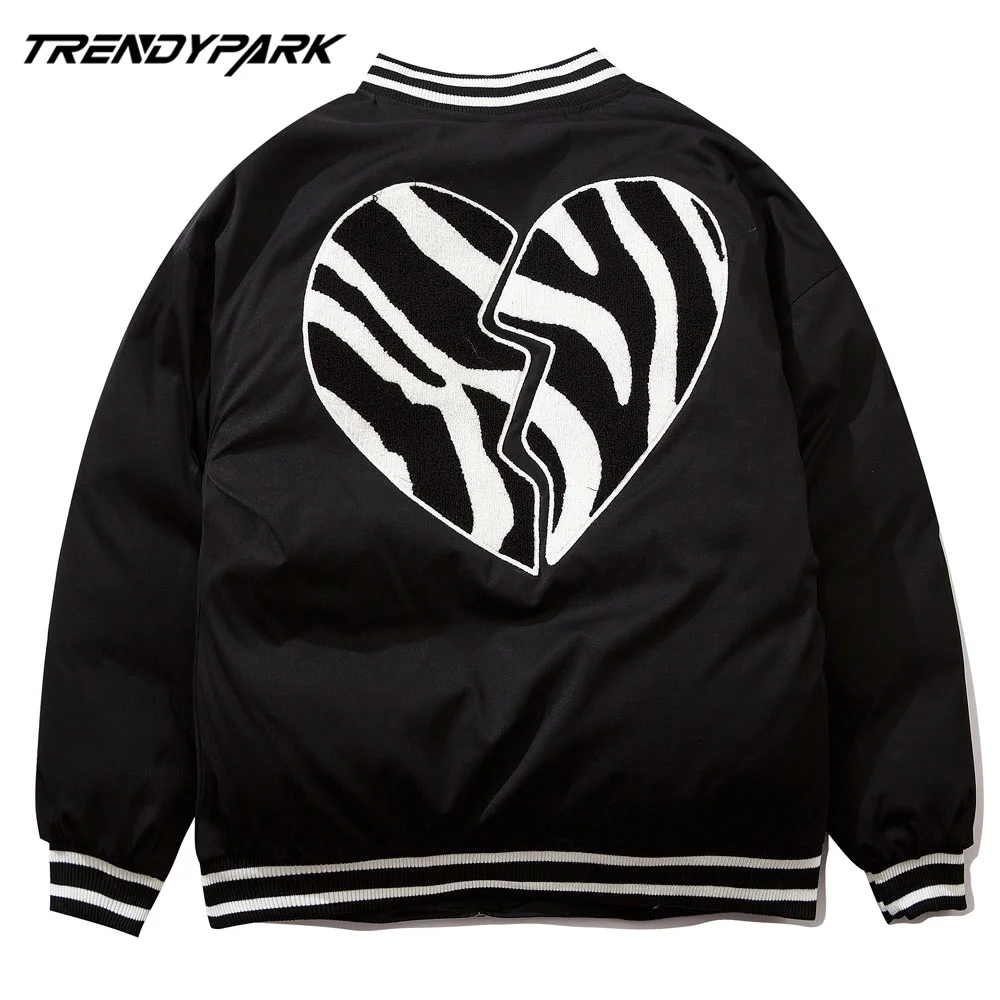 

2020 Men's Winter Warm Jacket Coat Embroidery Broken Heart Print Heated Padded Puffer Jacket Oversize Male Parka Men's Clothing