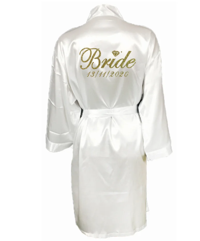 gold robe PARARTDIY комплект из 3 предметов для невесты; атласный короткий халат; тапочки для невесты; пеньюар для невесты; femme; вечерние туфли для невесты; коллекция года; подарки для невесты - Цвет: gold robe