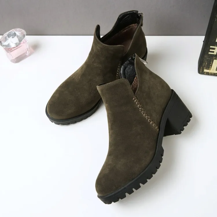 

Big Size 9 10 11 12 boots women shoes ankle boots for women ladies boots shoes woman winter Solid color round head side zipper