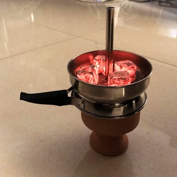 

Metal pipe with charcoal pipe hookah Narguile Sheesha water pipe Chicha Ceramic Nagier bowl hookah accessories
