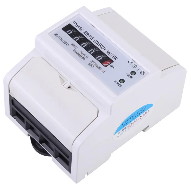 New 1 Phase 2 Wire Din Rail Electronic Energy Kwh Meter 10(40)A Power Consumption Watt Energy Meter