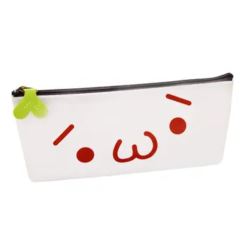 

Lovable Silicone Transparent Bag Pencil Case Happy Witty Silly Cute Shy Face Mood Style School Office Supply Funny Stationery