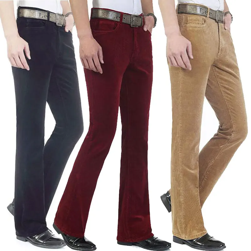 Men's Casual Pants Business Casual Pants Corduroy Bell-Bottom Trousers Korean Style Stretch Boot cut Trousers
