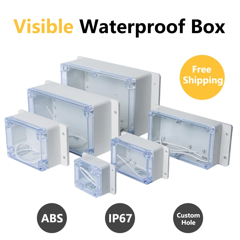 Caja de empalme de alambre ABS impermeable, Carcasa hermética electrónica IP67, caja de seguridad transparente, organizador de cajas de plástico