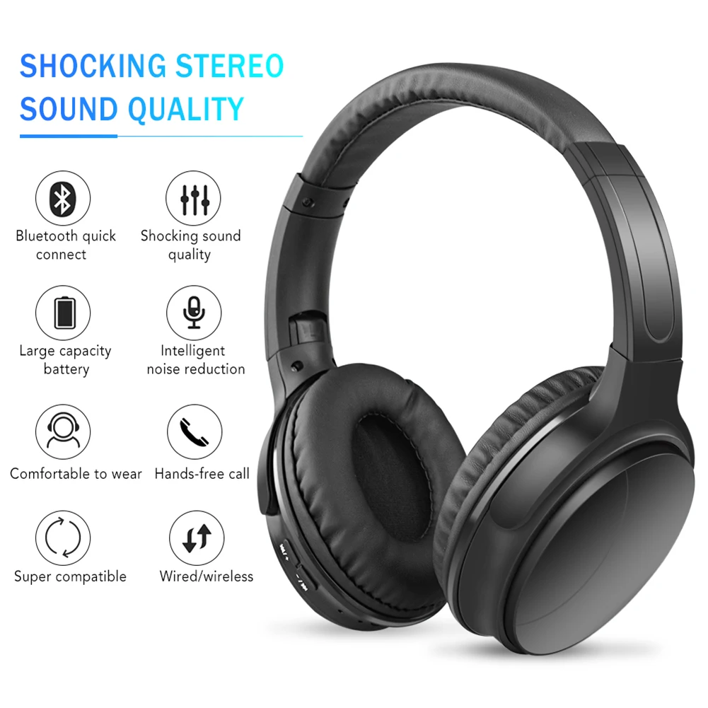 Bluetooth Headphone HiFi Stereo Foldable bluetooth headset Wireless headphones Portable Bluetooth Earphone with Mic for Phone
