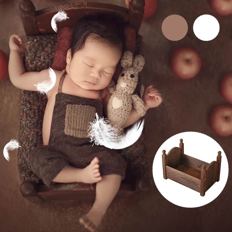 

Hot Children's photography Props Small Bed for Newborn Basket Sofa Crib Wooden Baby Photo Studio Photography Bed Boys Girls Gift