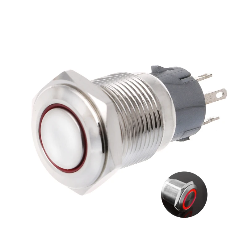 

16mm LED illuminated Metal Momentary Push Button Switch 12V 3A IP65 Switch Y1QB