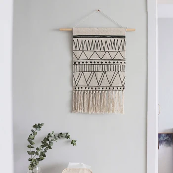 

Morocco Hanging Tapestry Geometric Floor Rug Carpet Black White Line Mat Nordic Boho Macrame Wandkleed Home Dorm Wall Decor
