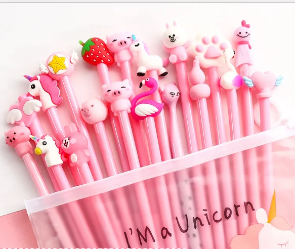 Creative 20Pcs/Set Lovely Girl Pink Cartoon Gel Pen Combination Suit Netural Black 0.5mm Signature Pen 100pcs/Lot/5Sets GP567