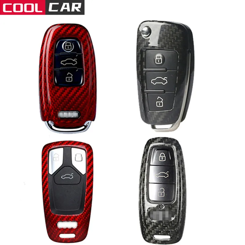Карбоновый чехол для ключей Audi A3 A4 A4L A5 A6 A6L A7 A8 A8L S3 S5 S6 S7 S8 Q3 B9 SQ5 Q7 TT TTS брелоки