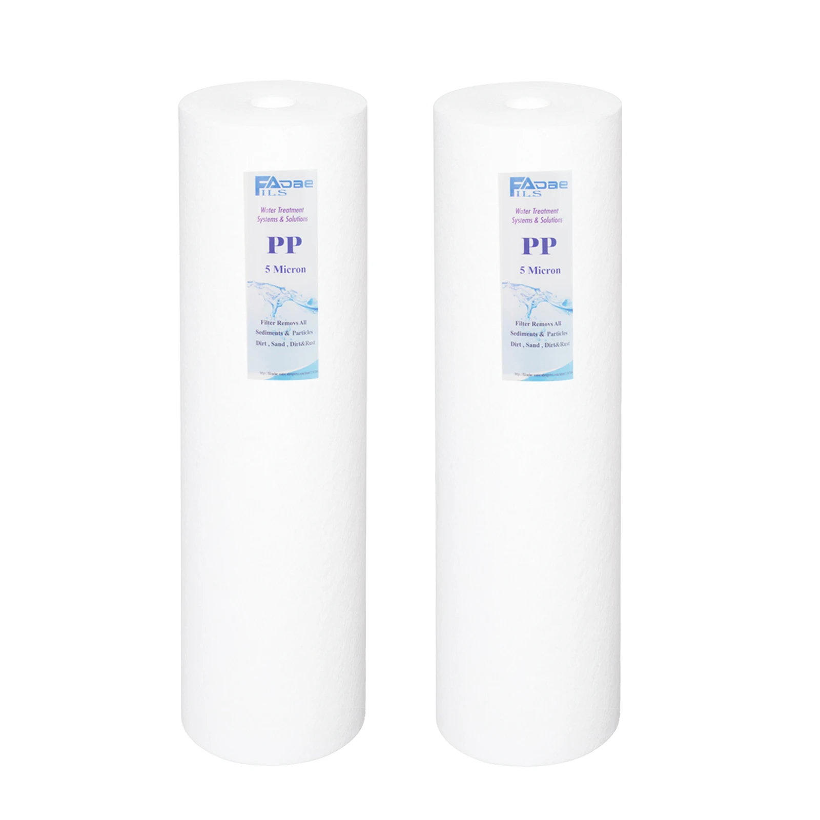 2 PACK Of 5 Micron Whole House Big Blue PP Melt Blown Filter 20"x 4.5" Polypropylene Sediment
