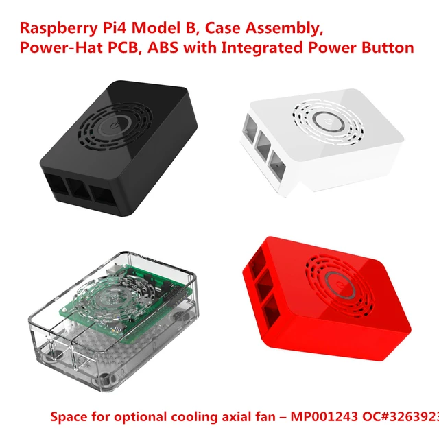 Boîtier d'assemblage pour Raspberry Pi 4, modèle B, PCB Power-Hat,  plastique, noir/blanc/clair/rouge, bouton d'alimentation intégré -  AliExpress