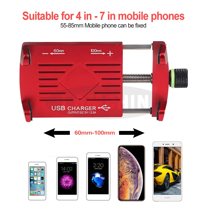 Украшенное мозаикой из драгоценных камней, 12/24V USB Зарядное устройство Регулируемый Алюминий сплав подставка для мобильного телефона для электрических автомобиля мотоцикла держатель для телефона на мотоцикл