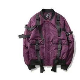 Streetwear Jackets Women Autumn Winter Coat Female Thicken Bomber Jacket Short Woman Punk Style Personality Ribbon design - Цвет: purple