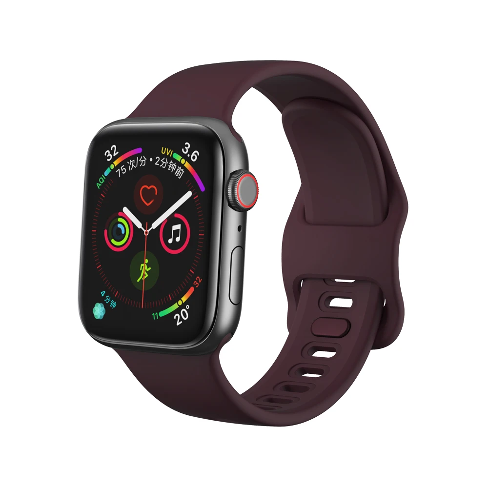 Высококачественный силиконовый спортивный мягкий браслет для Apple Watch, ремешок серии 5, 38 мм, 40 мм, 42 мм, 44 мм, ремешок для iWatch, силиконовый 2, 3, 4 - Цвет ремешка: Dark Red