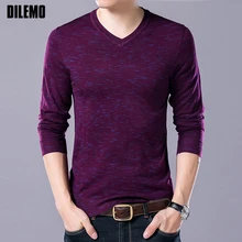 Модный брендовый свитер для мужчин s пуловер приталенный джемпер вязаный v-образный вырез сплошной цвет Осень корейский стиль повседневная мужская одежда