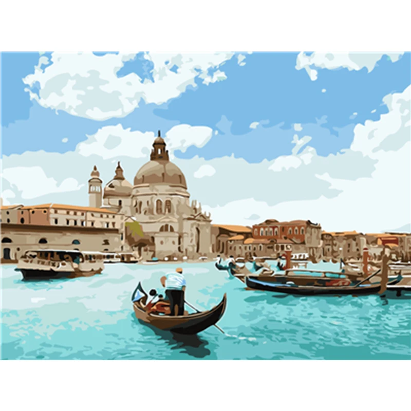 

Framed Scape DIY Oil Painting Pictures By Numbers On Canvas Wall Art For Living Room Drop Shipping Home Decoration