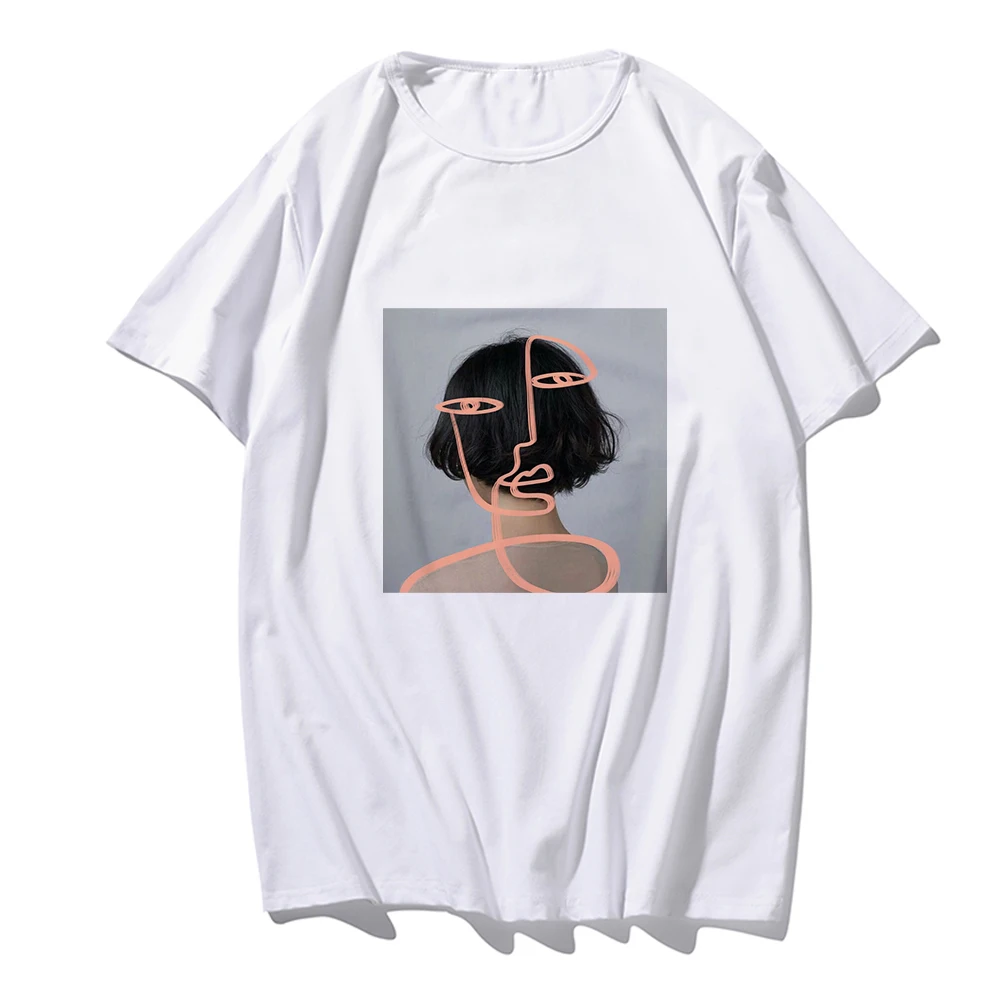 

Art Abstract Graphics Print T-Shirt Man Women Tshirt Summer Women's Short-Sleeve T Shirt Hand Drawn Korean Clothes Streetwear
