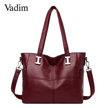 

Vadim Solid Leather Women Handbags Ladies Casual Totes Bag Large Capacity Female Top-handles Bag Shoulder for Women Bolsa Mujer