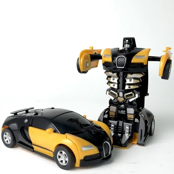 

single button automatic transformer plastic model Diecasts Toy Vehicles Transformed car Child collision inertia deformation cars