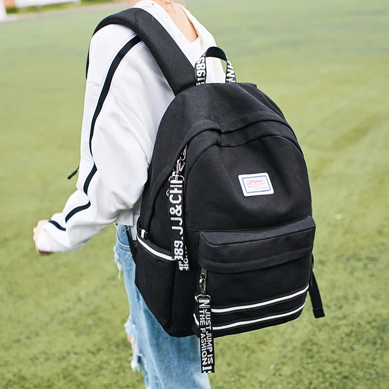 

Backpack Women's Korean-style Trend Junior High School College Student School Bag Large Capacity Canvas Backpack Foreign Trade a